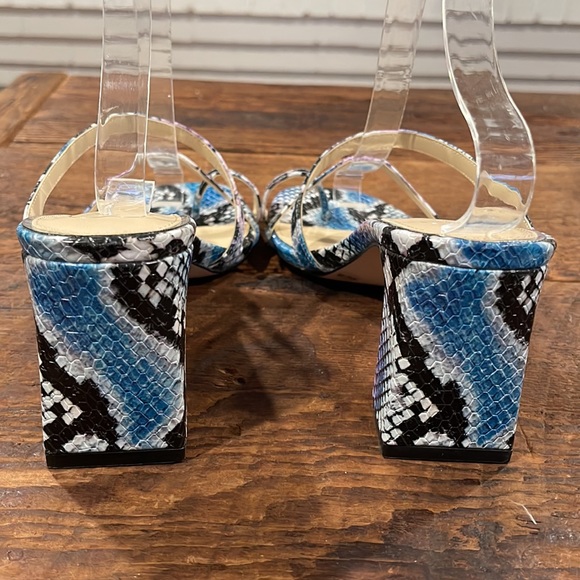 JESSICA SIMPSON WILLMENA SNAKE PRINT STRAPPY HEELED SANDALS - Picture 11 of 13